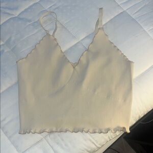 Cream Scalloped Women's Top